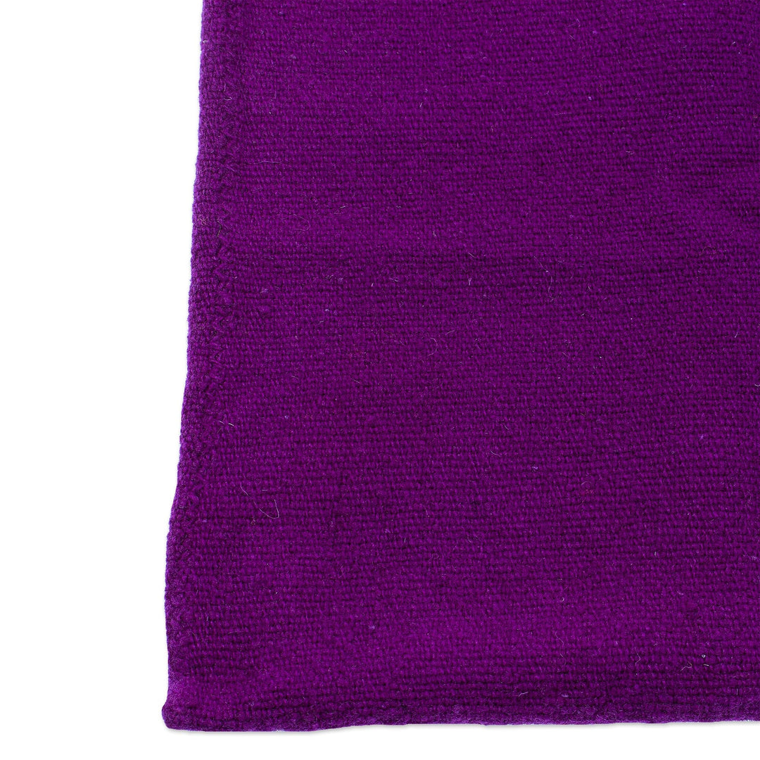 Handloomed Solid Blue-Violet Wool Tote Bag from Mexico - Royal Blue-Violet