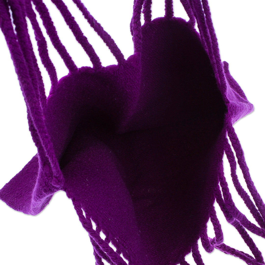 Handloomed Solid Blue-Violet Wool Tote Bag from Mexico - Royal Blue-Violet