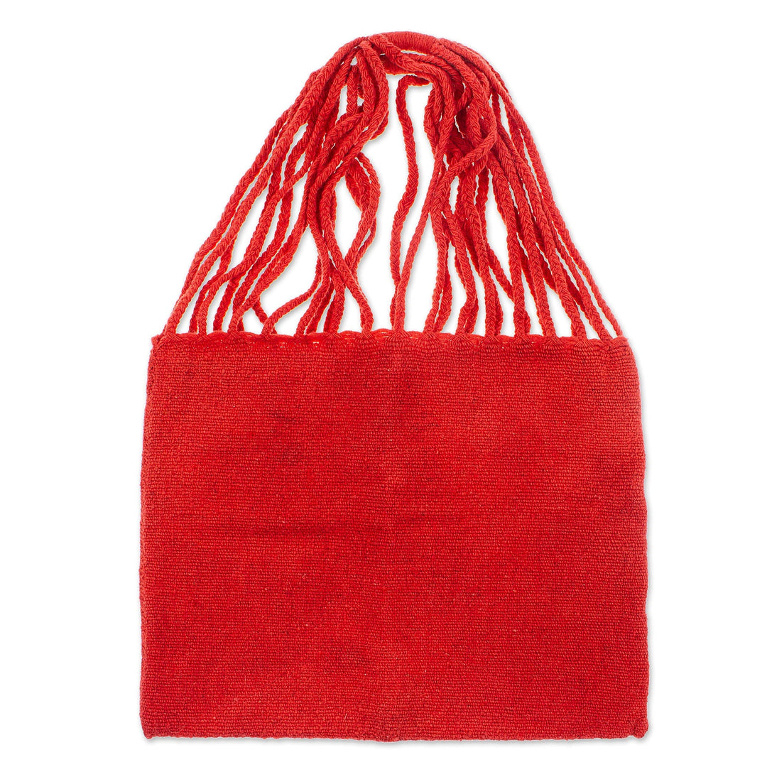 Handloomed Solid Candy Apple Wool Tote Bag from Mexico - Royal Candy