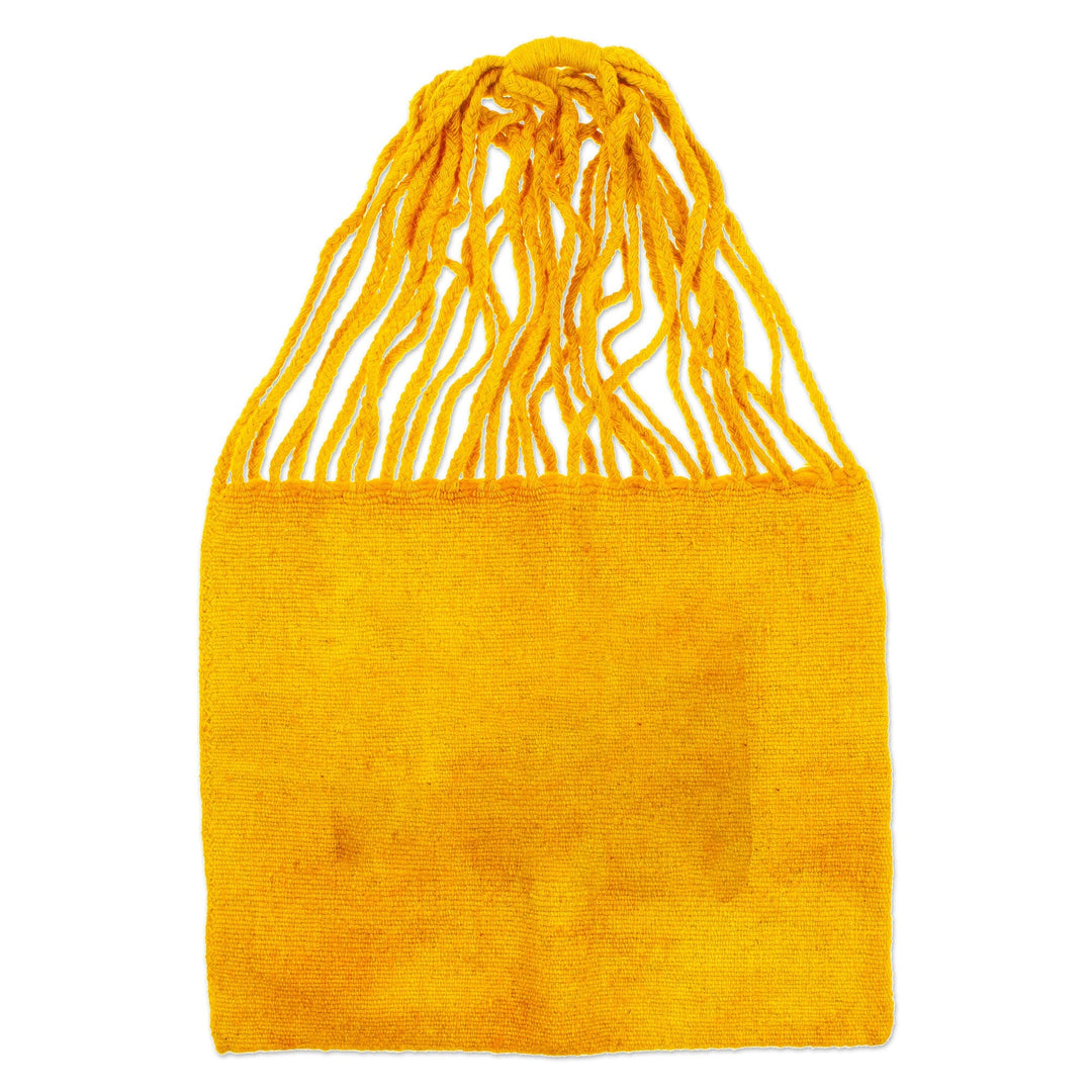 Handloomed Solid Amber Wool Tote Bag from Mexico - Royal Amber