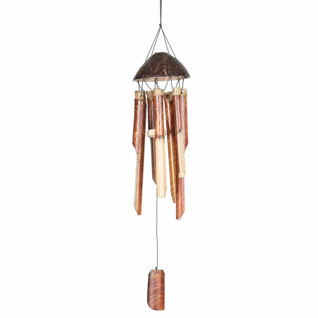 Bamboo and Coconut Shell Wind Chime Handmade in Bali - Island Rhythm