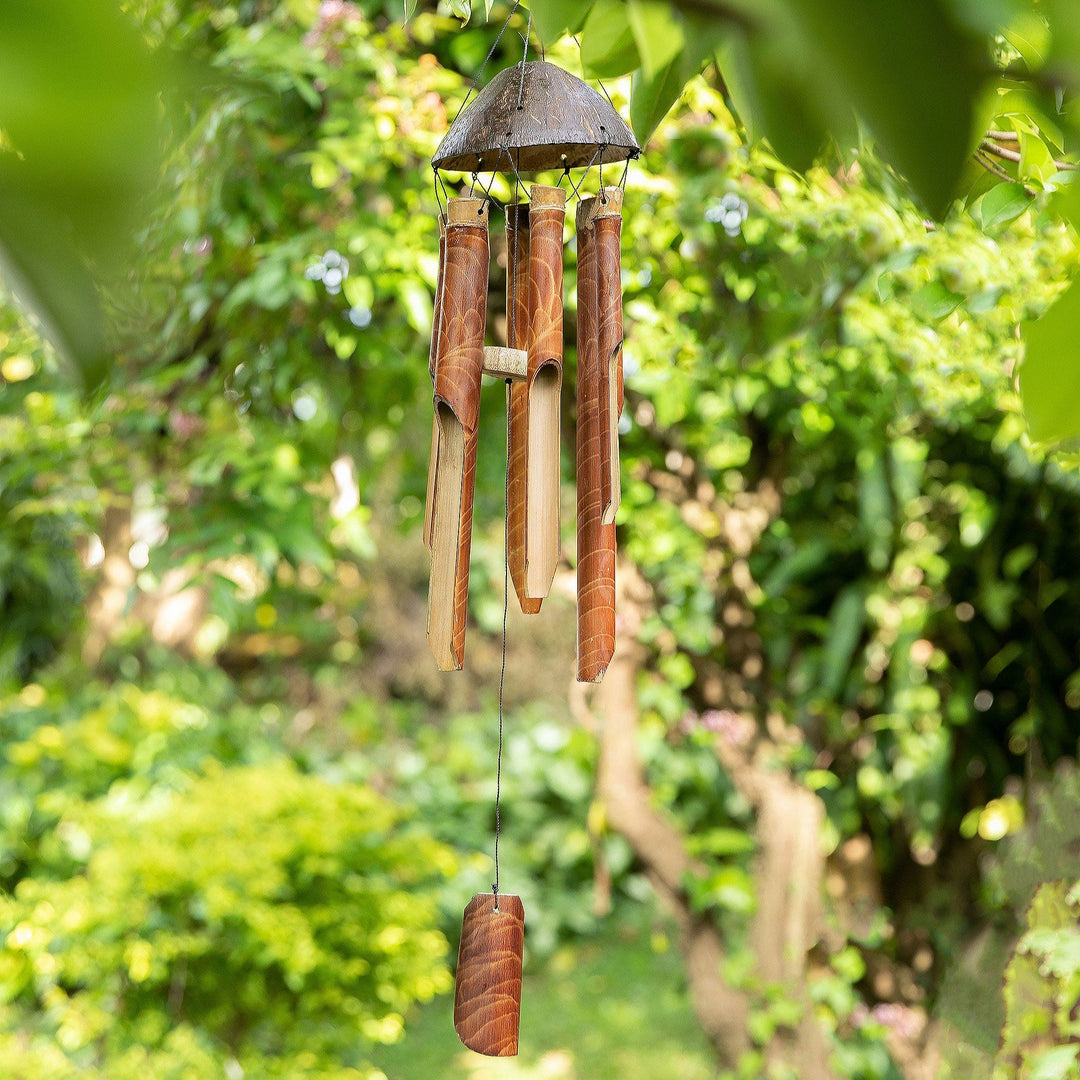 Bamboo and Coconut Shell Wind Chime Handmade in Bali - Island Rhythm