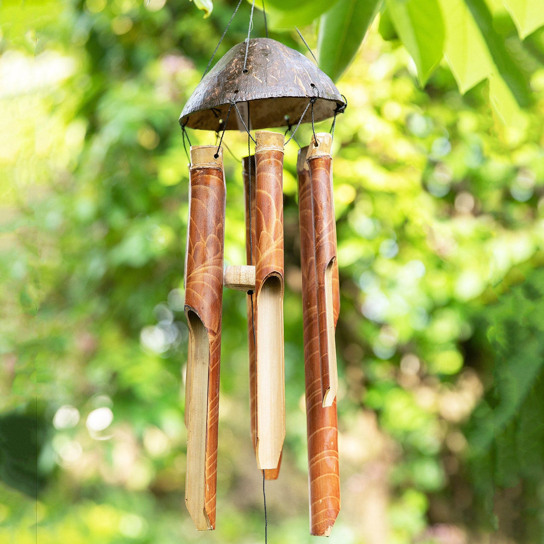 Bamboo and Coconut Shell Wind Chime Handmade in Bali - Island Rhythm