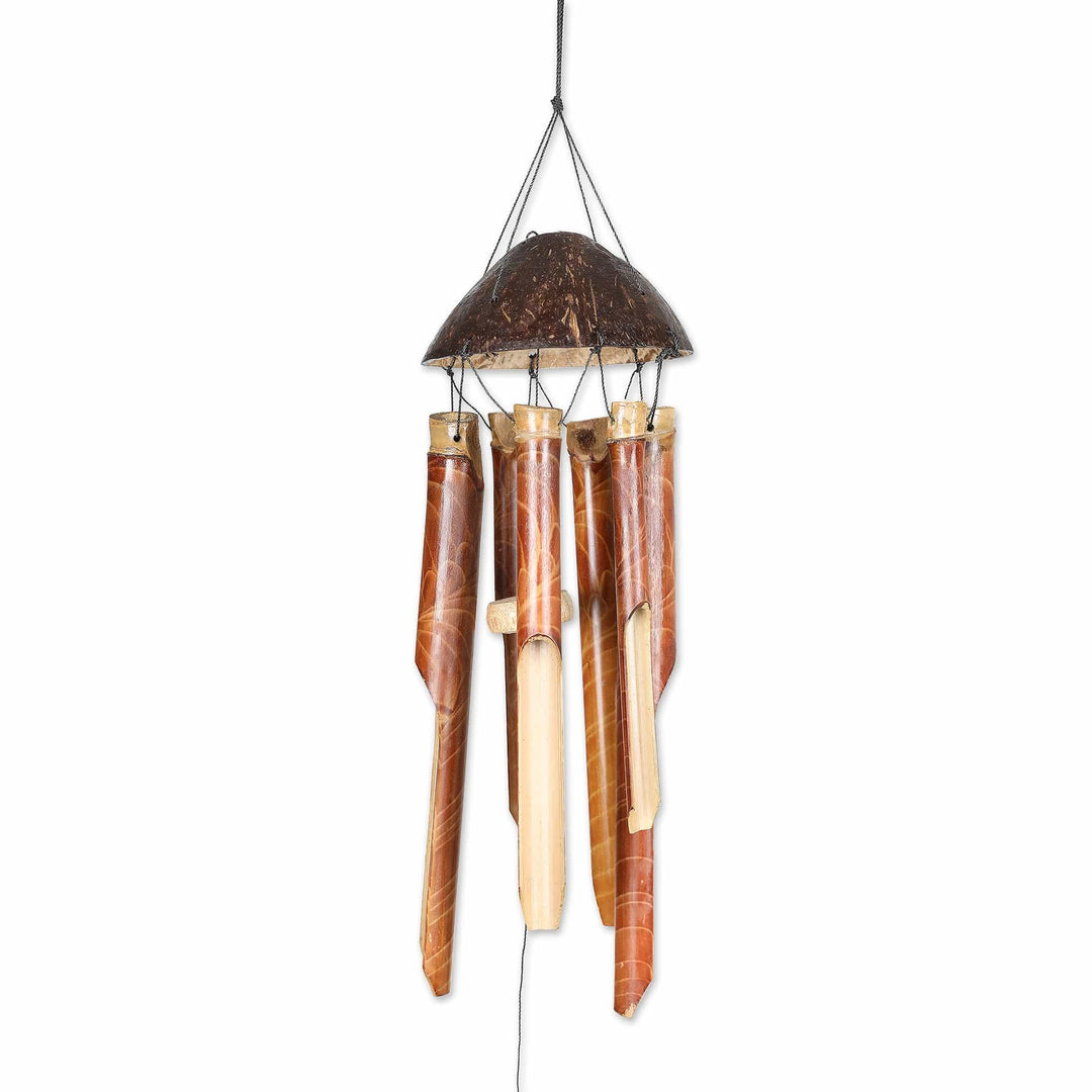 Bamboo and Coconut Shell Wind Chime Handmade in Bali - Island Rhythm