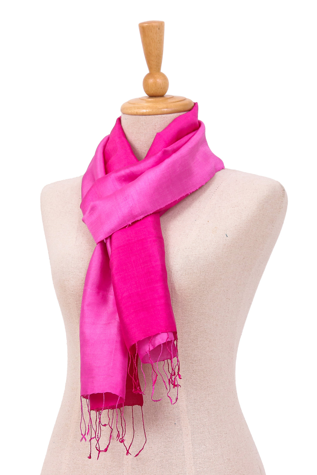 Sugar Plum and Magenta Silk Wrap Scarf with Fringes - Plum Encounter