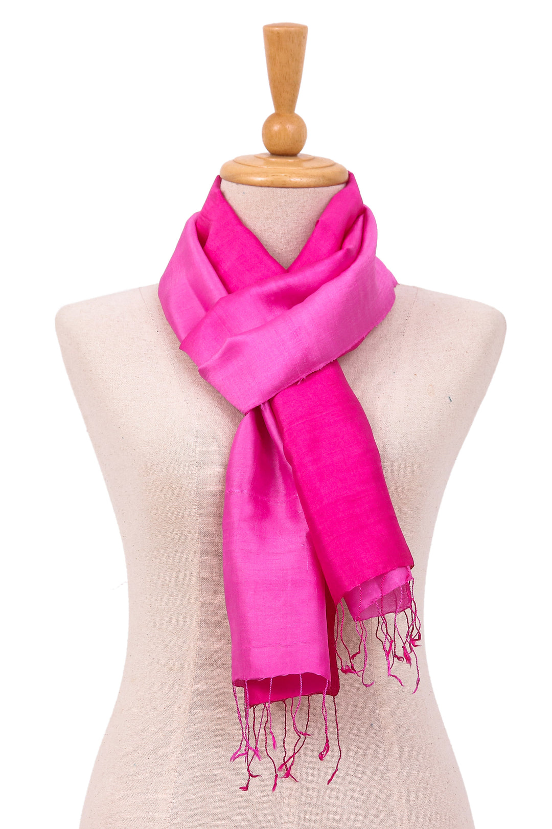 Sugar Plum and Magenta Silk Wrap Scarf with Fringes - Plum Encounter