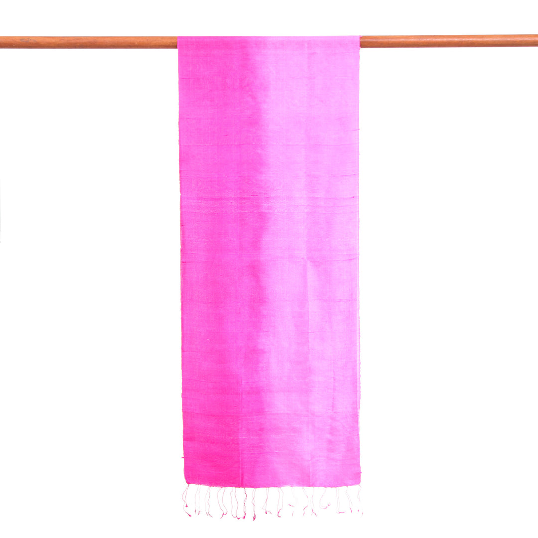 Sugar Plum and Magenta Silk Wrap Scarf with Fringes - Plum Encounter
