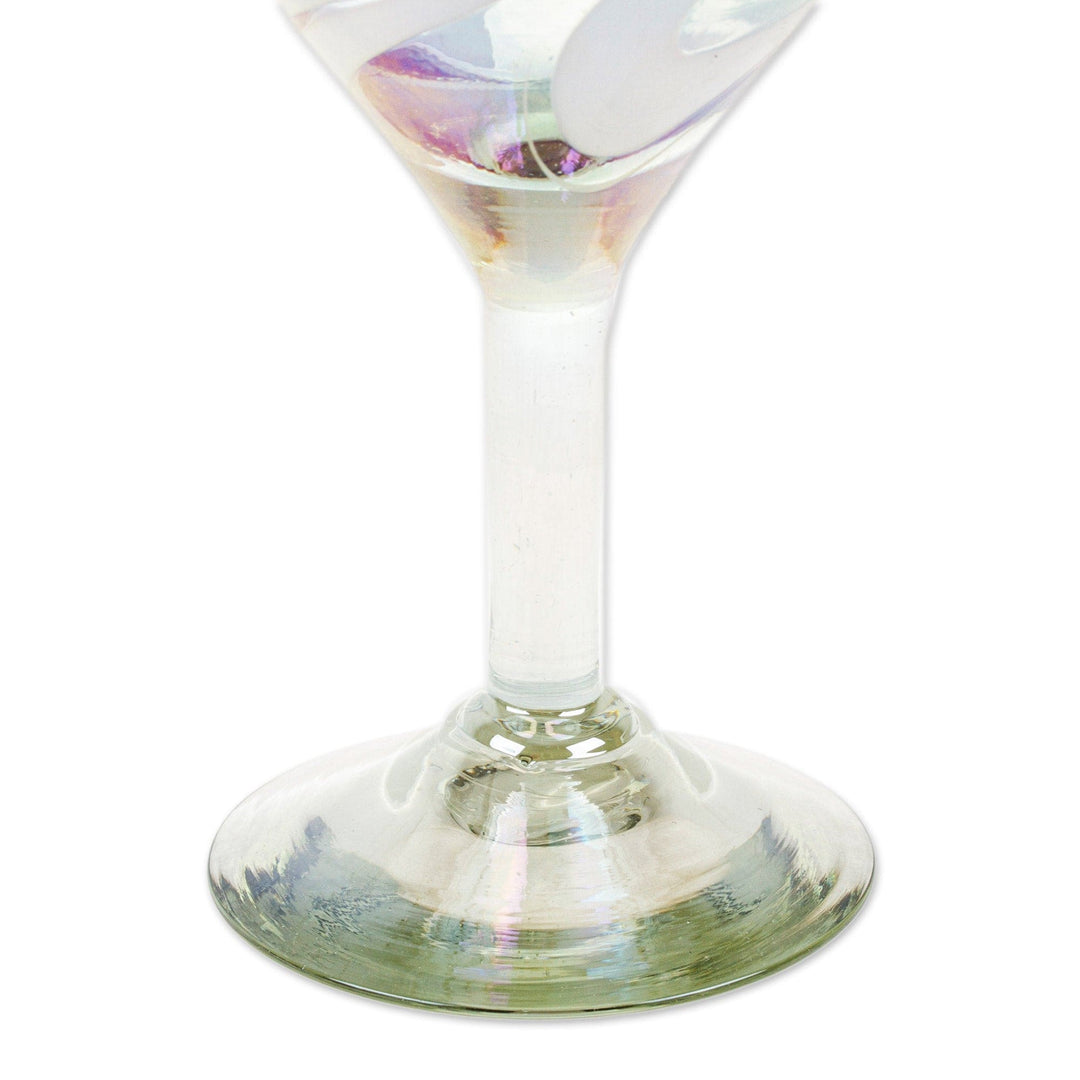 Set of 2 White Handblown Martini Glasses from Mexico - White Soirée