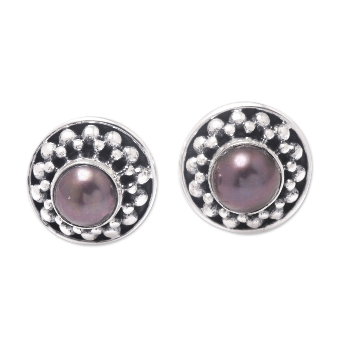 Cultured Pearl and Sterling Silver Stud Earrings from Bali - Magical Glam
