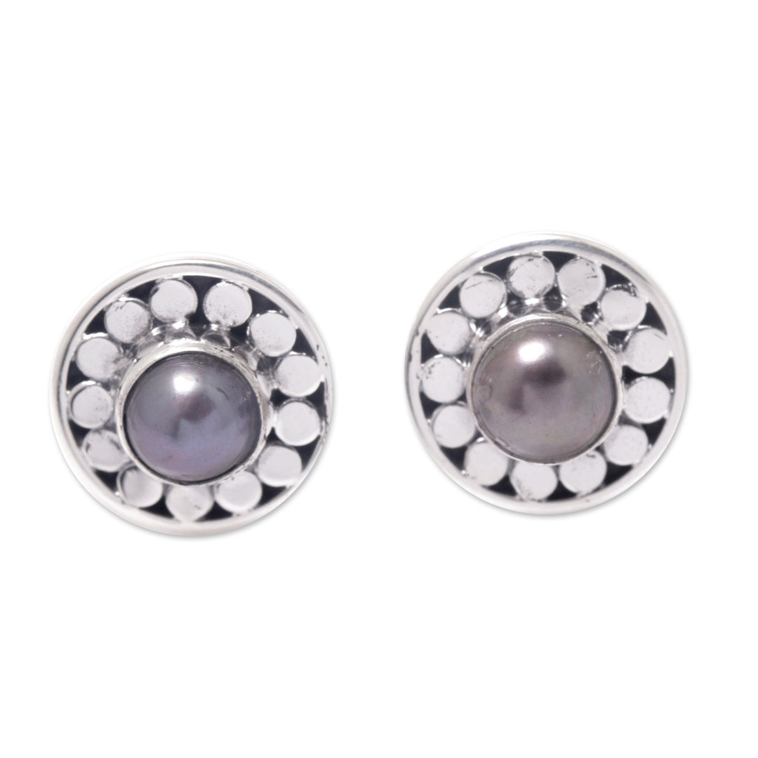 Round Sterling Silver Stud Earrings with Cultured Pearls - Fabulous Flair