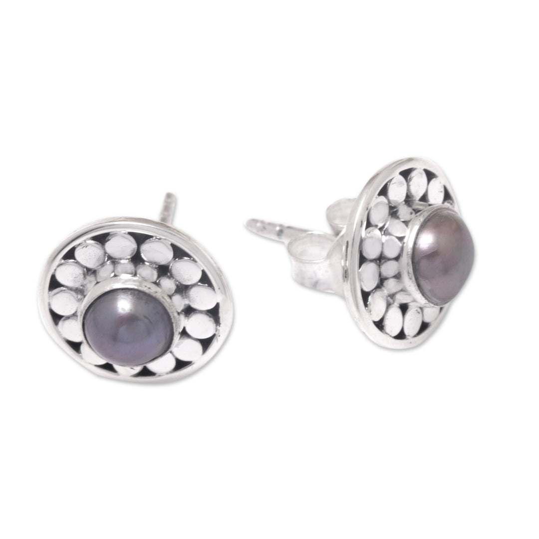 Round Sterling Silver Stud Earrings with Cultured Pearls - Fabulous Flair