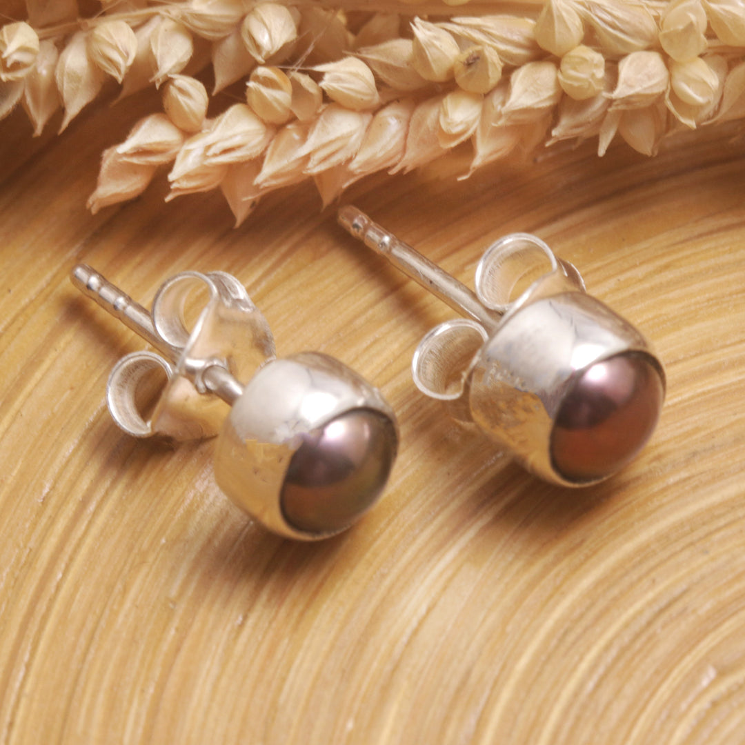 Petite Sterling Silver Stud Earrings with Cultured Pearls - Petite Chic
