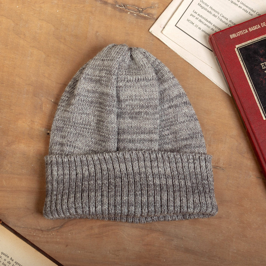 Baby Alpaca Blend and Copper Fiber Hat in Natural Grey Hue - Wintry Grey