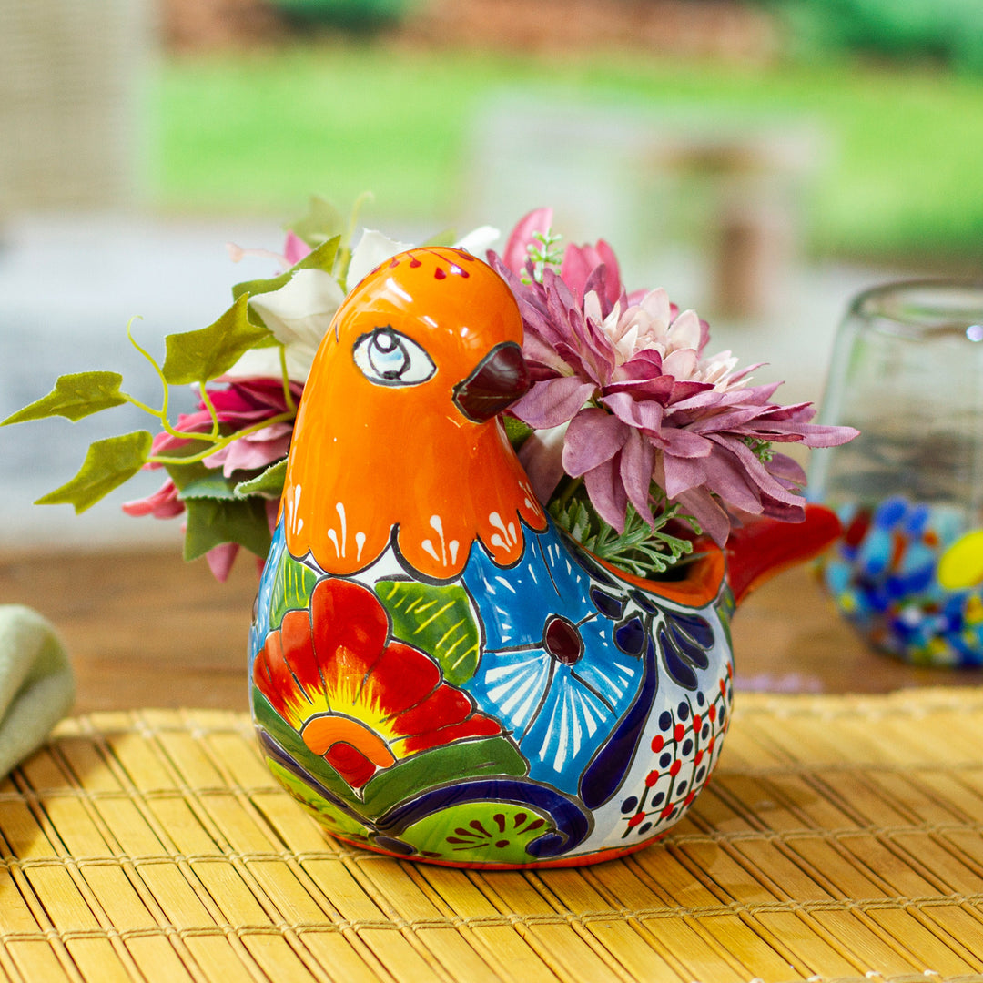 Talavera Sunrise Ceramic Pigeon Flower Pot from Mexico - Sunrise Coo