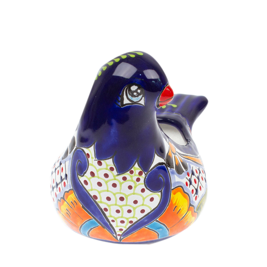 Talavera Midnight Ceramic Pigeon Flower Pot from Mexico - Midnight Coo