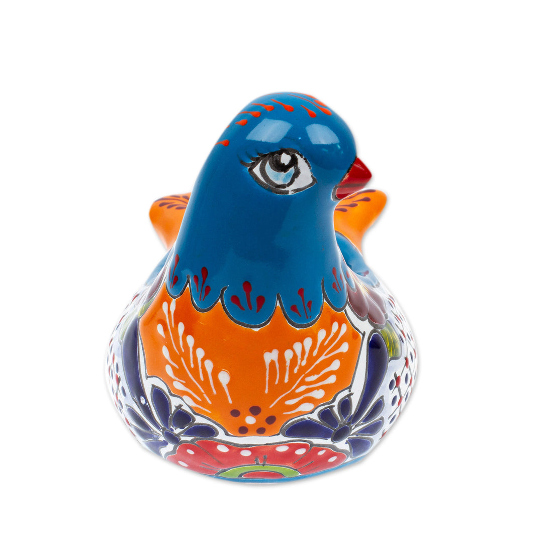 Talavera Glacier Blue Ceramic Pigeon Flower Pot from Mexico - Glacier Coo