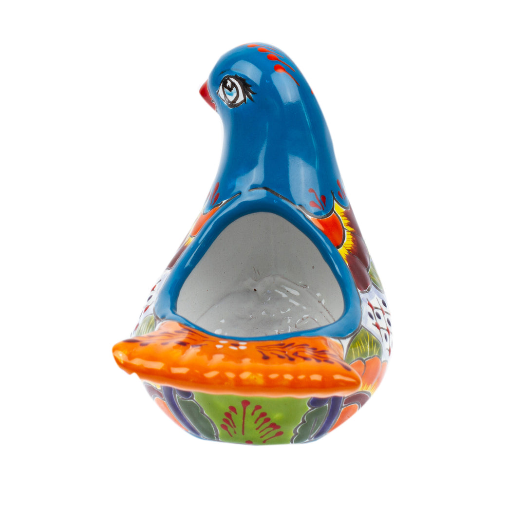 Talavera Glacier Blue Ceramic Pigeon Flower Pot from Mexico - Glacier Coo