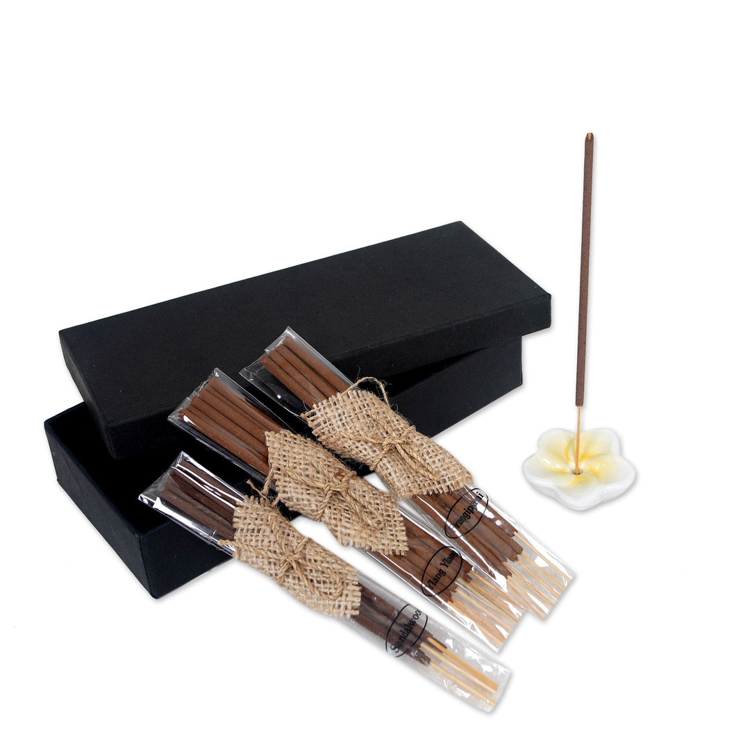Aromatherapy Boxed Gift Set with 18 Incense Sticks & Holder - Plumeria Sunrise