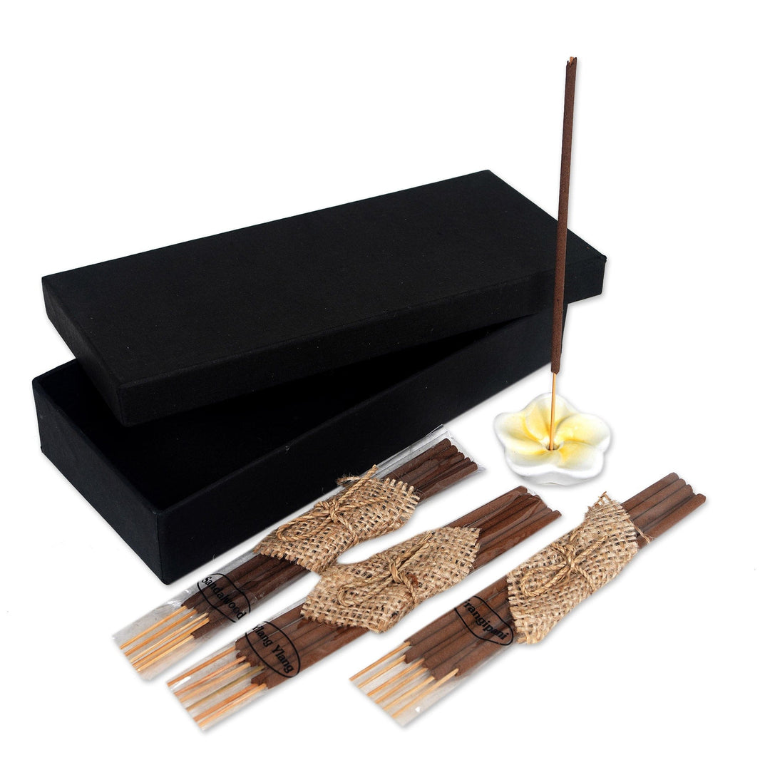Aromatherapy Boxed Gift Set with 18 Incense Sticks & Holder - Plumeria Sunrise