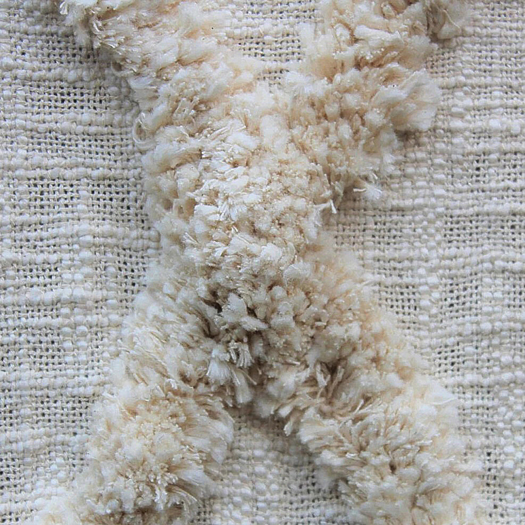Hand Tufted Textured Cotton Throw with Tassels from India - Diamond Dreams