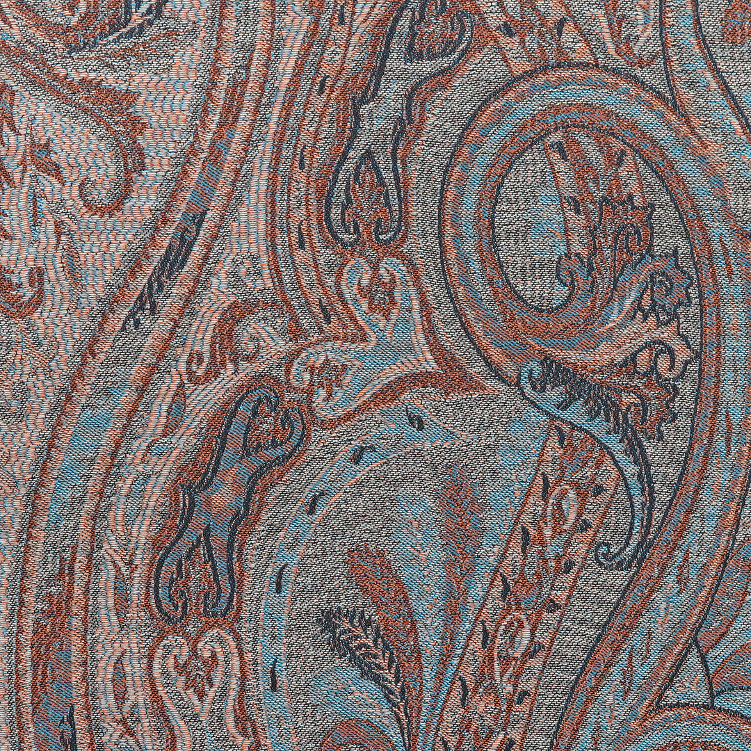 Paisley and Leafy Turquoise and Beige Silk Scarf from India - Serene Paisley Facets
