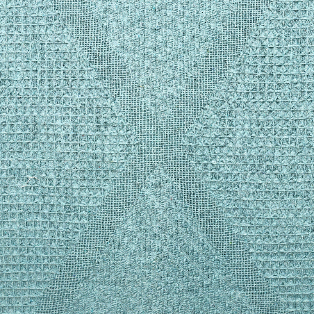 Diamond-Patterned Cotton Throw in a Solid Aquamarine Hue - Aquamarine Desire