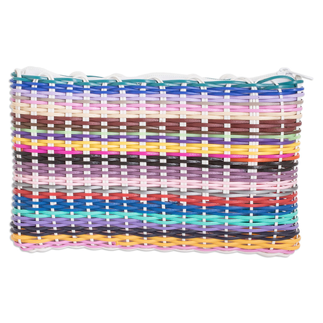 Eco-Friendly Hand-Woven Recycled Vinyl Cord Cosmetic Bag - Color Dream