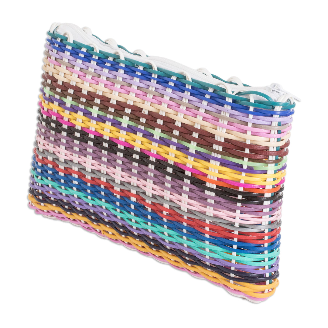 Eco-Friendly Hand-Woven Recycled Vinyl Cord Cosmetic Bag - Color Dream