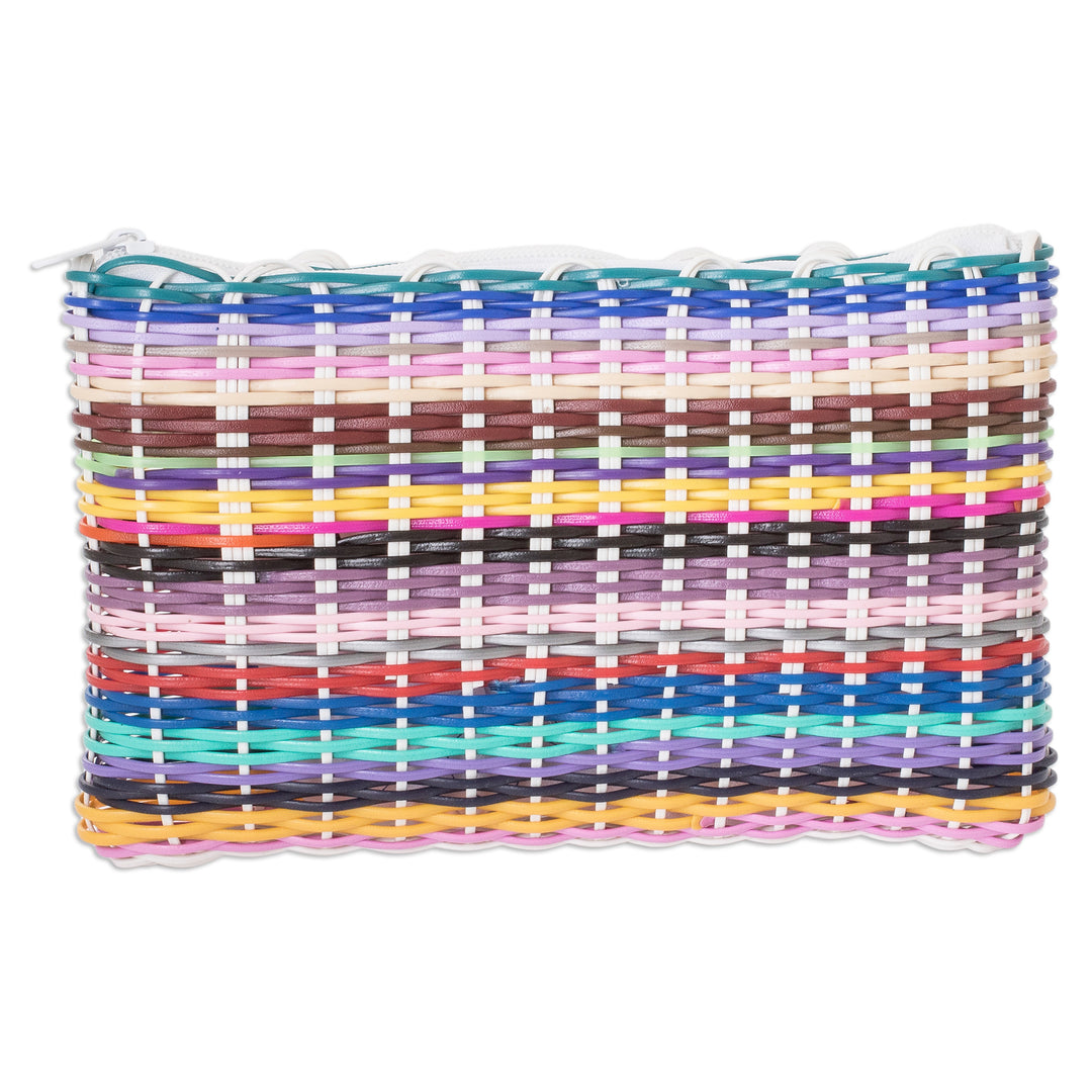 Eco-Friendly Hand-Woven Recycled Vinyl Cord Cosmetic Bag - Color Dream