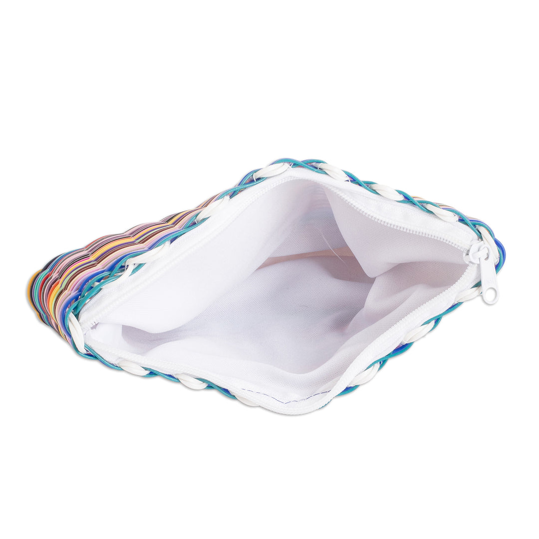 Eco-Friendly Hand-Woven Recycled Vinyl Cord Cosmetic Bag - Color Dream