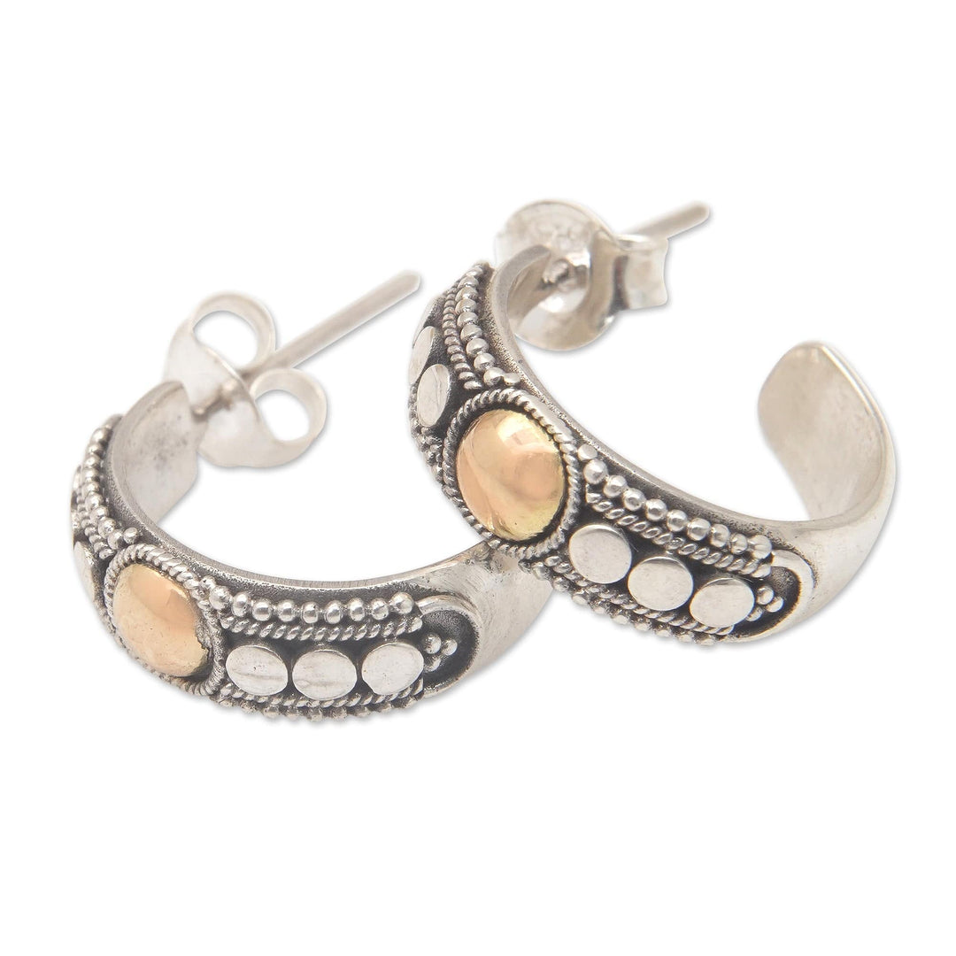 18k Gold-Accented Half-Hoop Earrings Crafted in Bali - Golden Thoughts