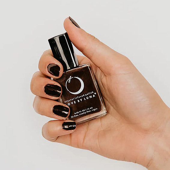Love by Luna Crystal Infused Dark Brown Nail Polish - Energy Shield