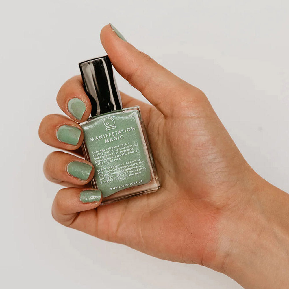 Love by Luna Crystal Infused Mint Green Nail Polish - Manifestation Magic