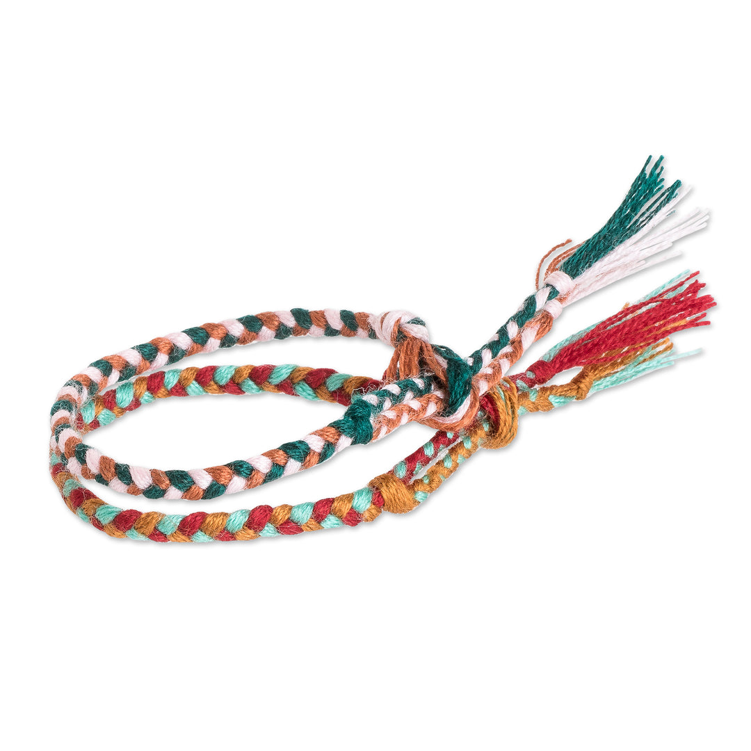 Colorful Pair of Braided Friendship Bracelets from Guatemala - Stand Together