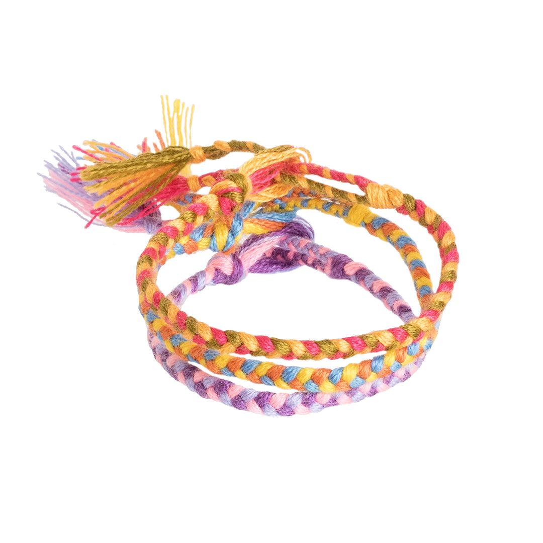 3 Colorful Braided Friendship Bracelets from Guatemala - Cheerful Colors