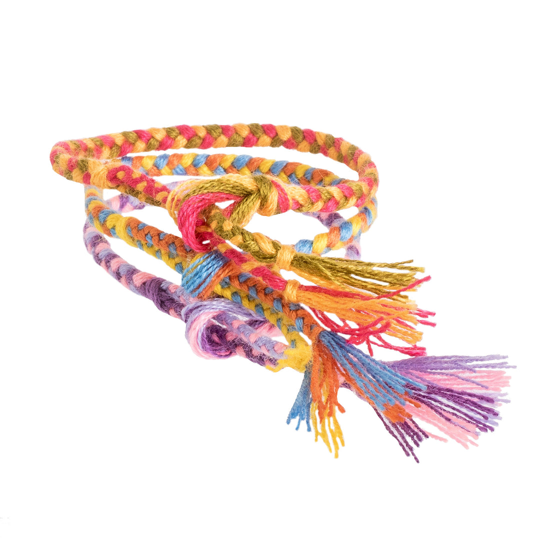 3 Colorful Braided Friendship Bracelets from Guatemala - Cheerful Colors