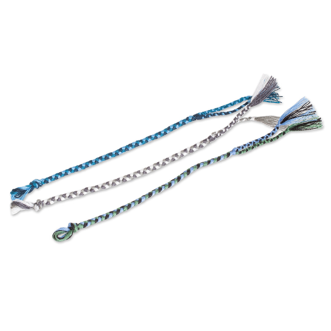3 Men's Braided Friendship Bracelets from Guatemala - Unity Makes Strength
