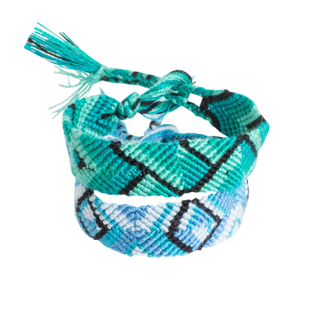 2 Multicolored Macrame Friendship Bracelets from Guatemala - Marine Rapture