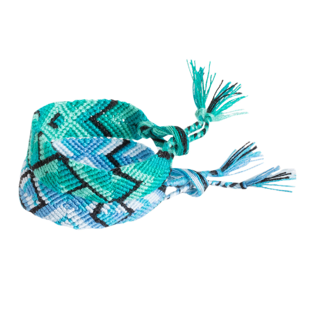 2 Multicolored Macrame Friendship Bracelets from Guatemala - Marine Rapture