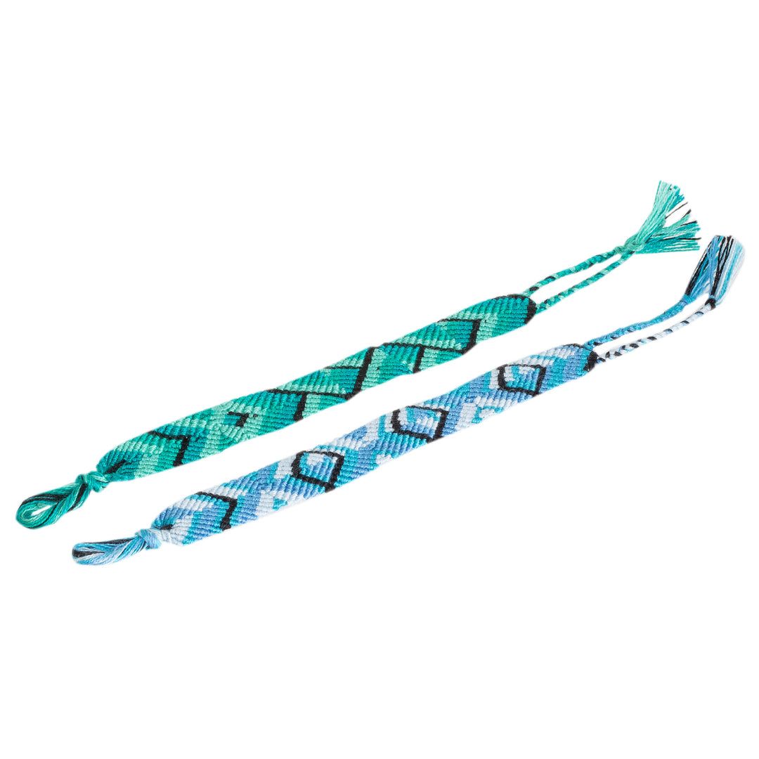 2 Multicolored Macrame Friendship Bracelets from Guatemala - Marine Rapture