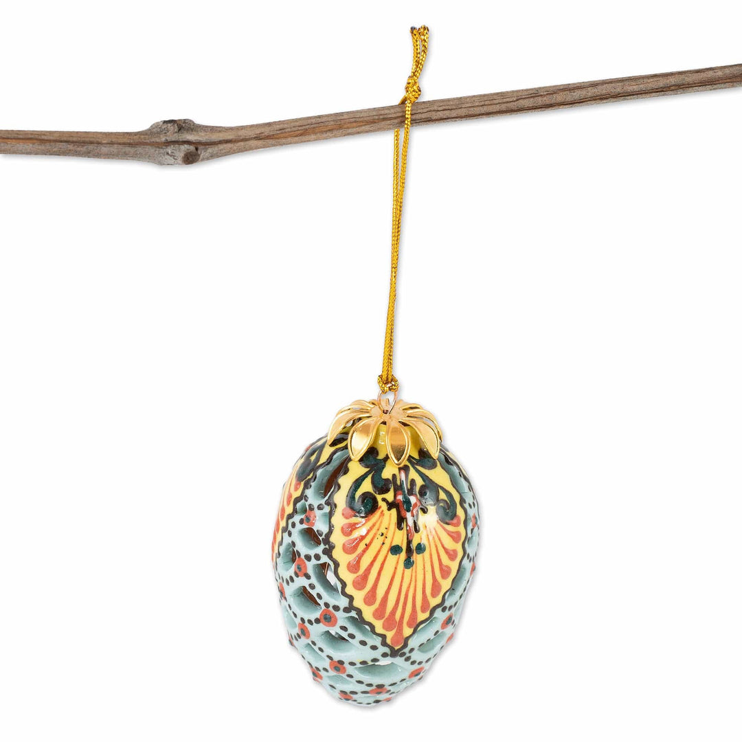 Hand-Painted Traditional Pinecone Ceramic Ornament - Cathedral Pinecone