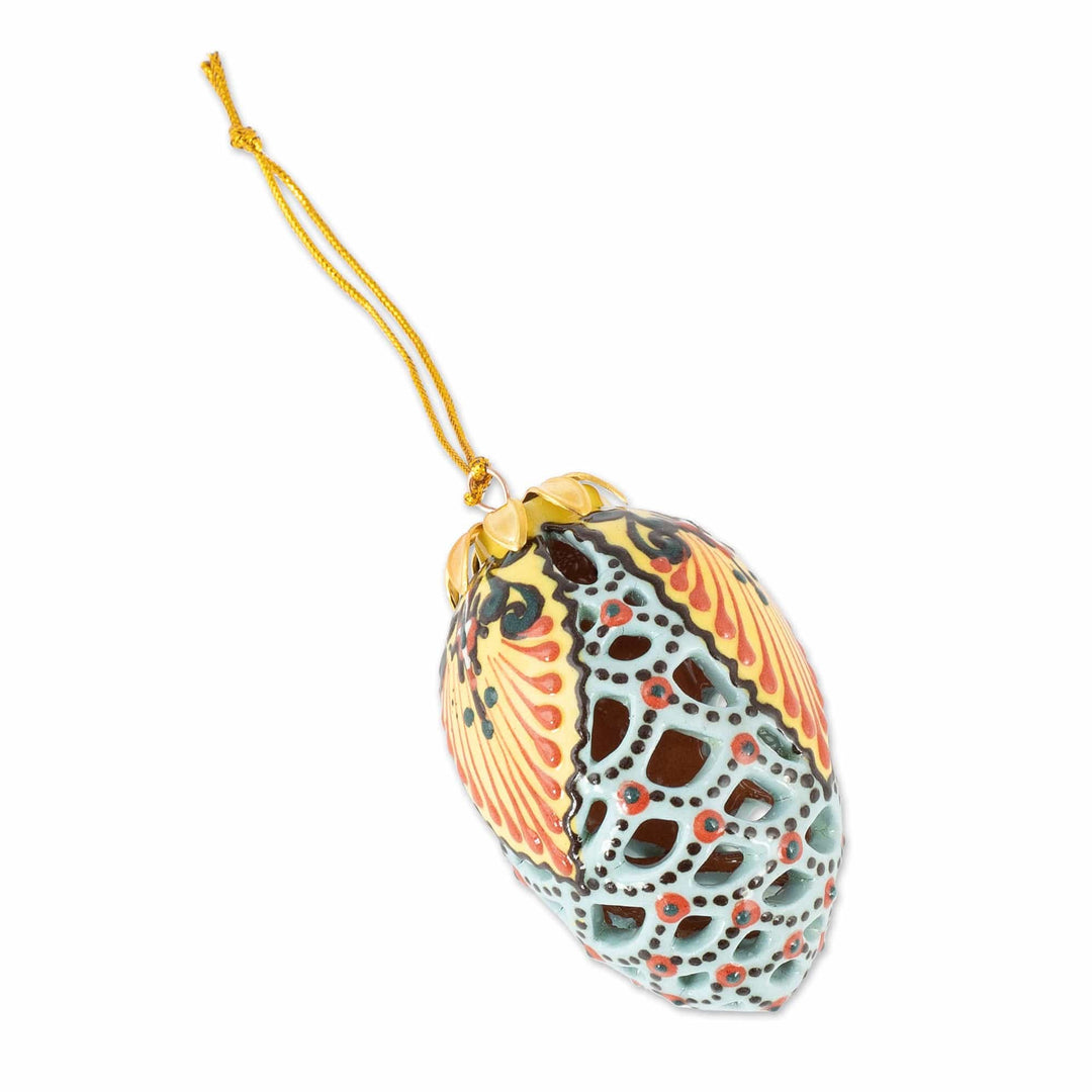 Hand-Painted Traditional Pinecone Ceramic Ornament - Cathedral Pinecone