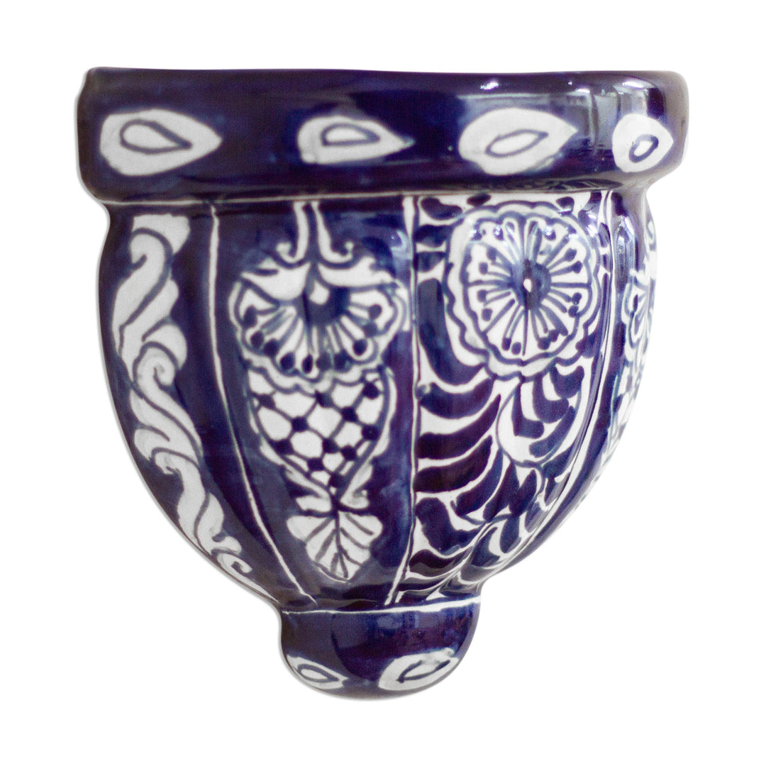 Cobalt Blue and White Ceramic Wall Planter - Guanajuato Blues