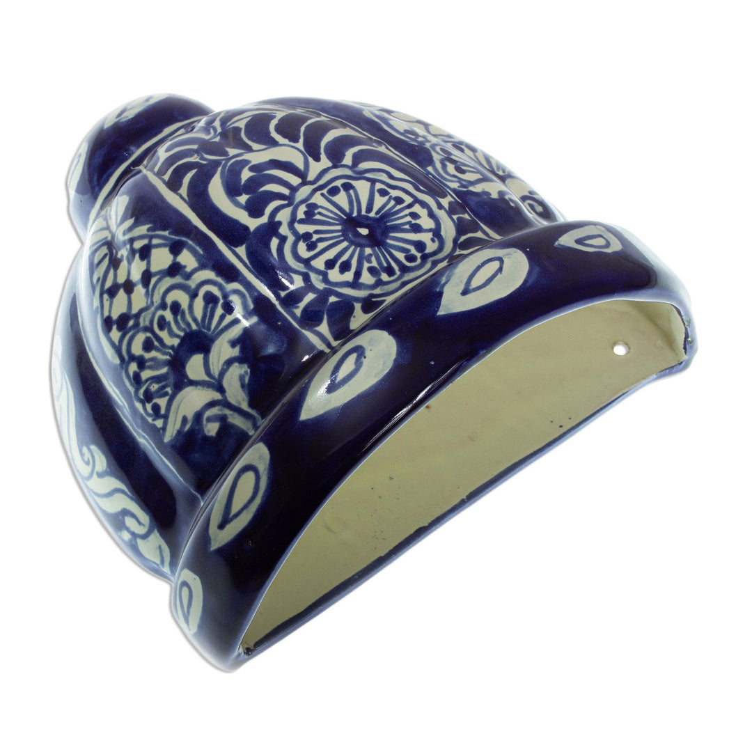 Cobalt Blue and White Ceramic Wall Planter - Guanajuato Blues