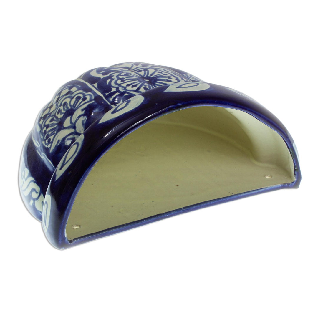 Cobalt Blue and White Ceramic Wall Planter - Guanajuato Blues