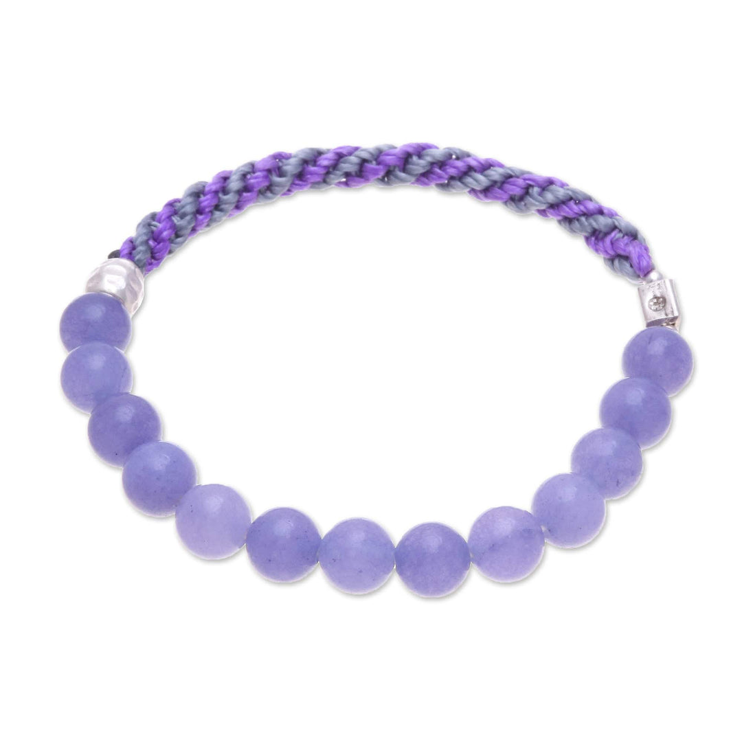 Handmade Anhydrite & Silver Beaded Macrame Stretch Bracelet - Fearless Glam