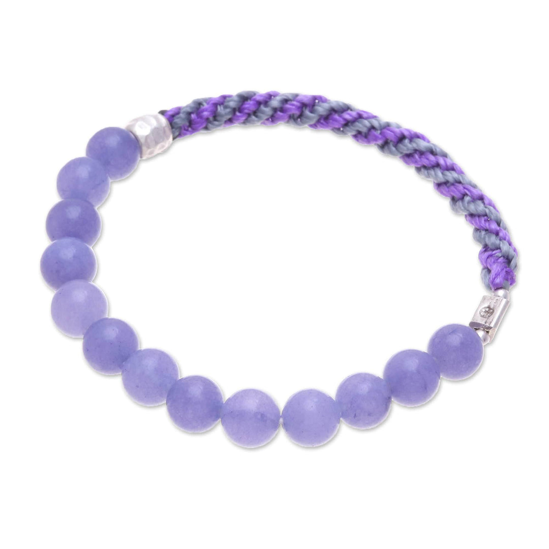 Handmade Anhydrite & Silver Beaded Macrame Stretch Bracelet - Fearless Glam