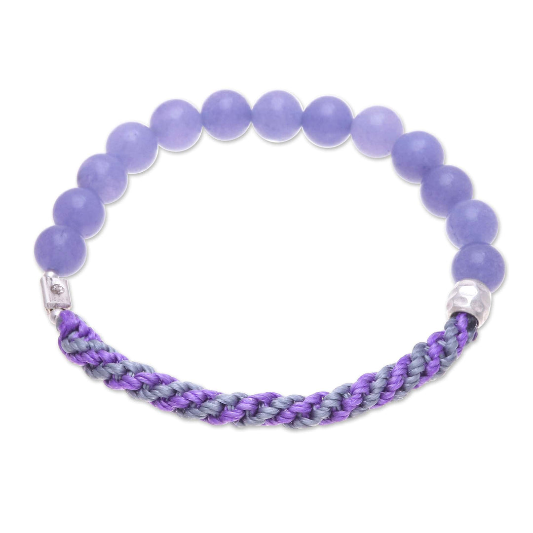 Handmade Anhydrite & Silver Beaded Macrame Stretch Bracelet - Fearless Glam
