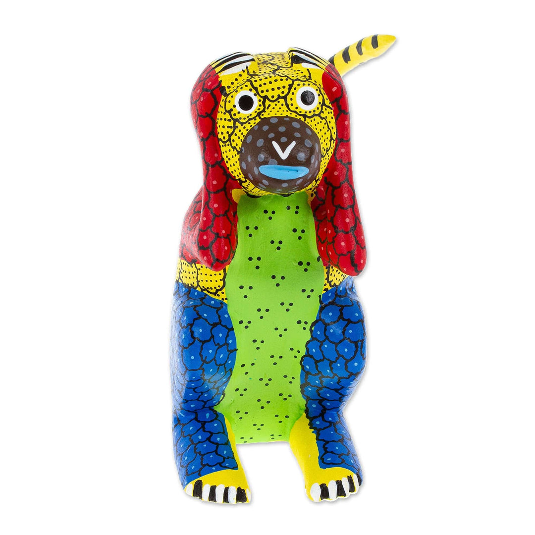 Wood Monkey Alebrije Figurine Carved and Painted by Hand - Excited Monkey