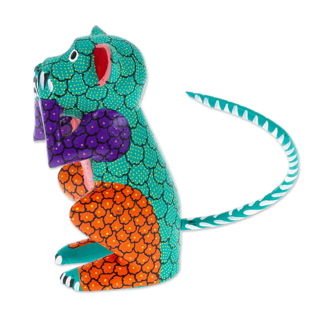 Hand-Carved and Hand-Painted Wood Monkey Alebrije Figurine - Thrilled Monkey